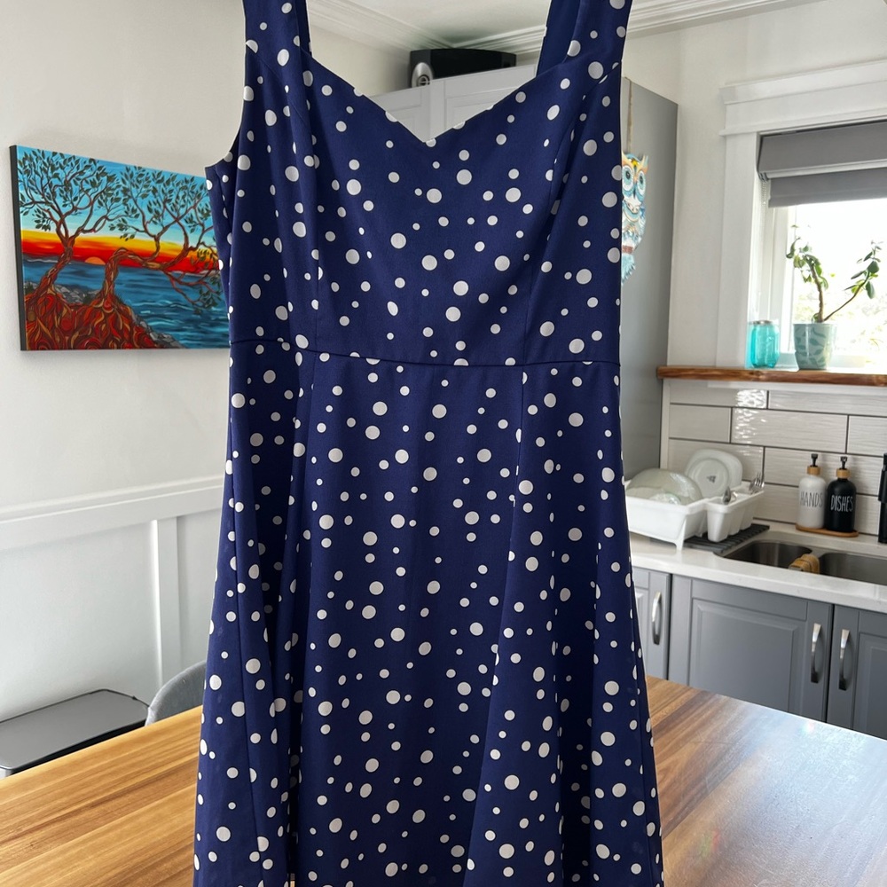 Forever 21 Blue and White Polka Dot Sleeveless Sundress